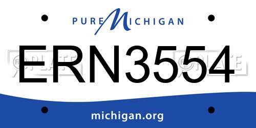 ERN3554 Michigan License Plate