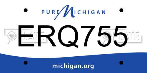 ERQ755 Michigan License Plate