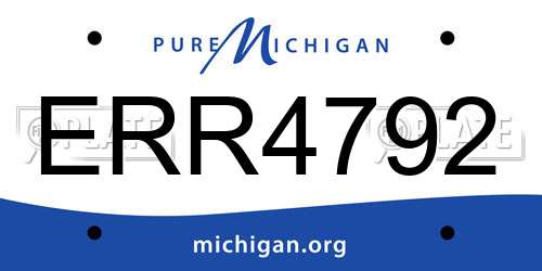ERR4792 Michigan License Plate