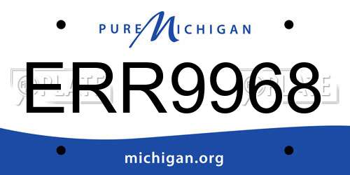 ERR9968 Michigan License Plate