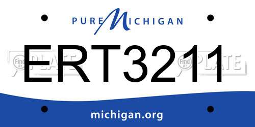 ERT3211 Michigan License Plate