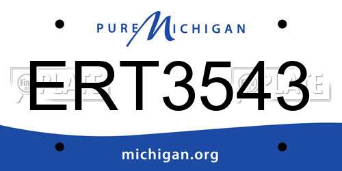 ERT3543 Michigan License Plate