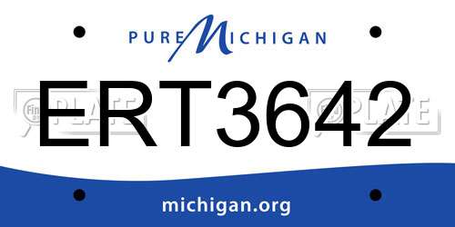 ERT3642 Michigan License Plate