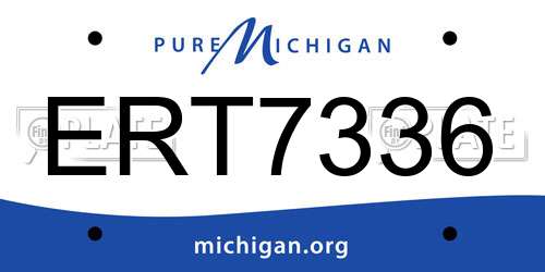 ERT7336 Michigan License Plate