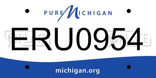 ERU0954 Michigan License Plate