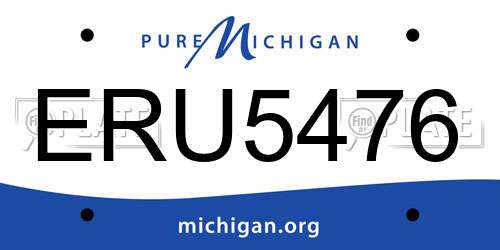 ERU5476 Michigan License Plate