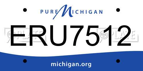 ERU7512 Michigan License Plate