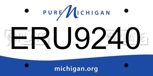 ERU9240 Michigan License Plate
