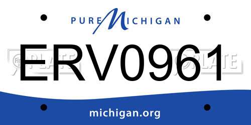 ERV0961 Michigan License Plate