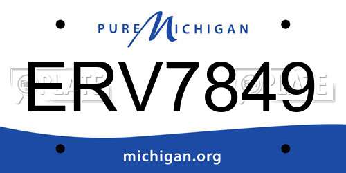 ERV7849 Michigan License Plate