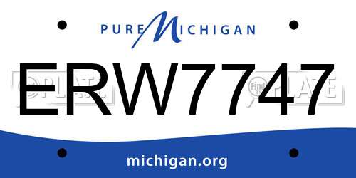 ERW7747 Michigan License Plate