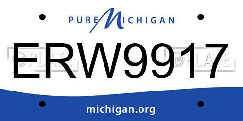 ERW9917 Michigan License Plate