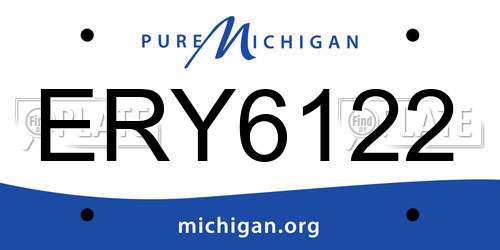 ERY6122 Michigan License Plate