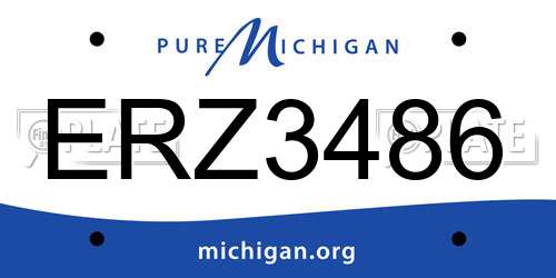 ERZ3486 Michigan License Plate