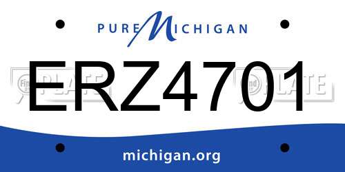 ERZ4701 Michigan License Plate