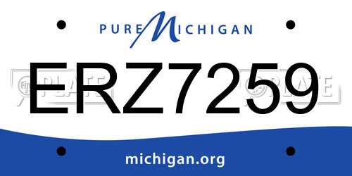 ERZ7259 Michigan License Plate