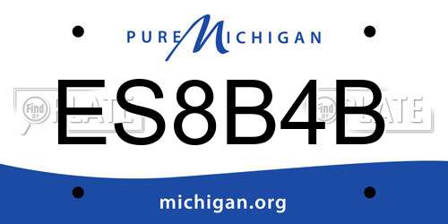 ES8B4B Michigan License Plate