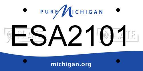 ESA2101 Michigan License Plate