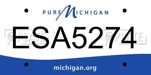 ESA5274 Michigan License Plate