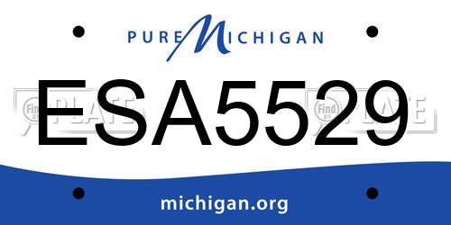 ESA5529 Michigan License Plate