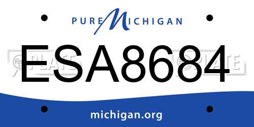 ESA8684 Michigan License Plate