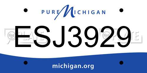 ESJ3929 Michigan License Plate
