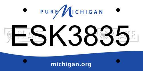 ESK3835 Michigan License Plate