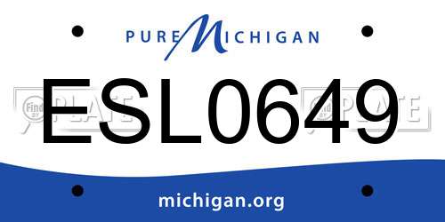 ESL0649 Michigan License Plate