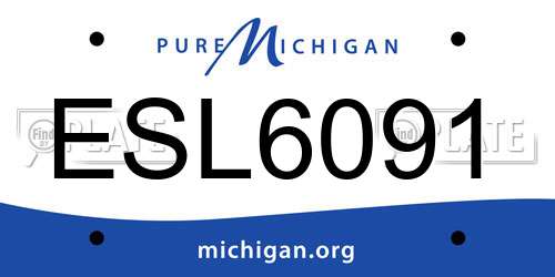 ESL6091 Michigan License Plate