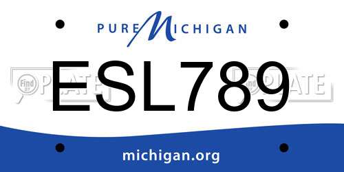 ESL789 Michigan License Plate