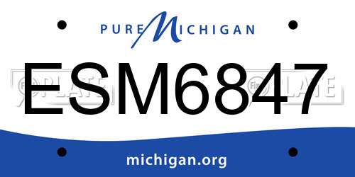 ESM6847 Michigan License Plate
