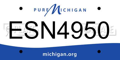 ESN4950 Michigan License Plate