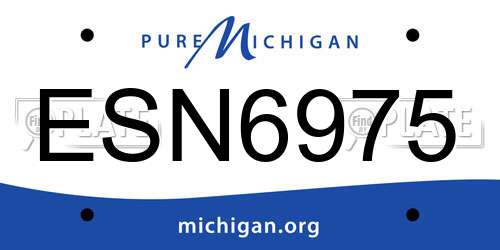 ESN6975 Michigan License Plate