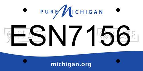 ESN7156 Michigan License Plate