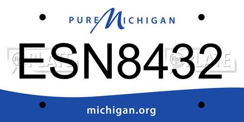 ESN8432 Michigan License Plate