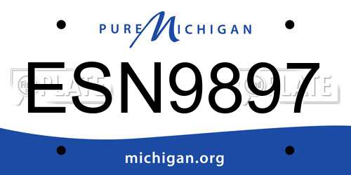 ESN9897 Michigan License Plate