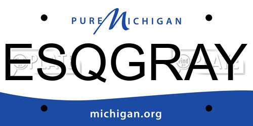 ESQGRAY Michigan License Plate