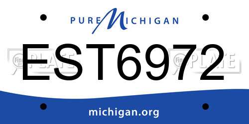 EST6972 Michigan License Plate