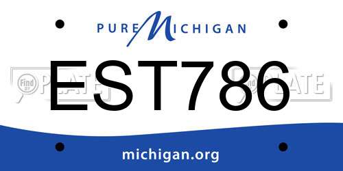 EST786 Michigan License Plate