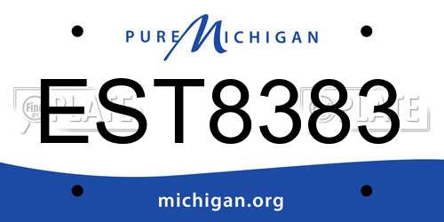 EST8383 Michigan License Plate