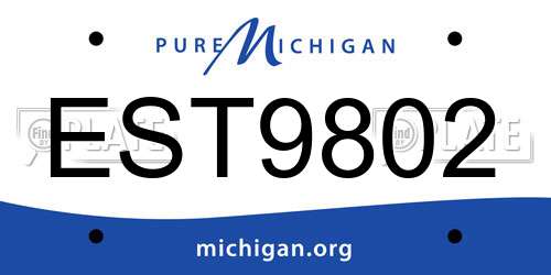 EST9802 Michigan License Plate