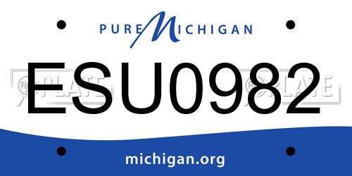 ESU0982 Michigan License Plate