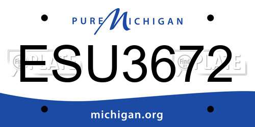 ESU3672 Michigan License Plate