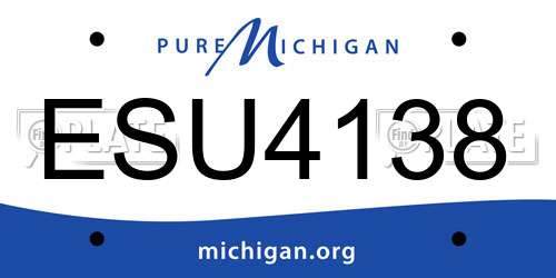 ESU4138 Michigan License Plate