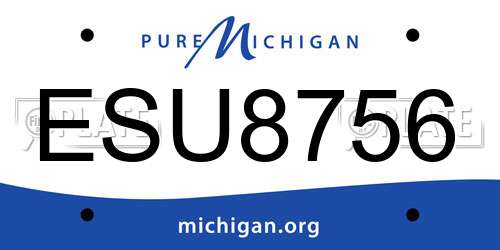 ESU8756 Michigan License Plate