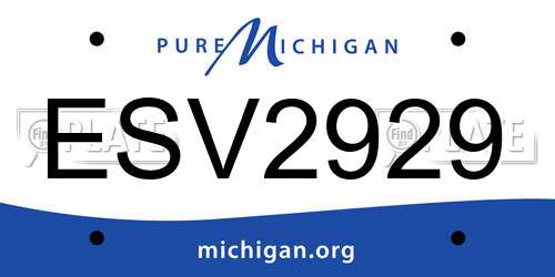 ESV2929 Michigan License Plate