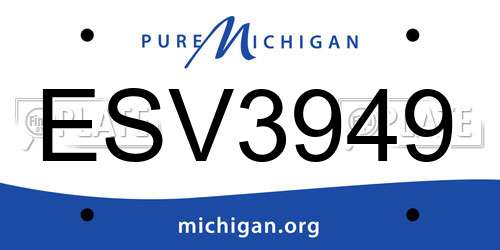 ESV3949 Michigan License Plate
