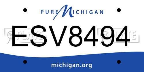 ESV8494 Michigan License Plate