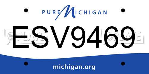ESV9469 Michigan License Plate