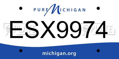 ESX9974 Michigan License Plate